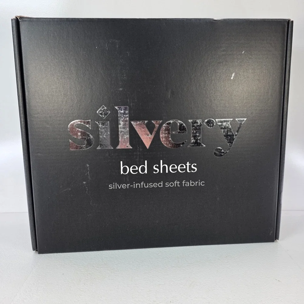 Silvery Silver Infused Microfiber Bed Sheets Full Frost Gray 4pc Set New